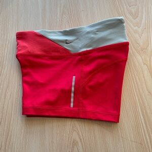 Nike Women's Red Athletic Shorts with Light Gray Waistband